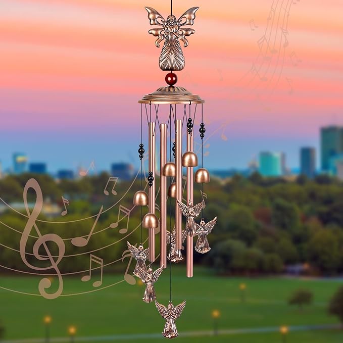 YHmall Angel Wind Chimes for Outside, 34" Angel Gifts for Women Memorial Wind Chimes, Soothing Tones Windchimes Outdoors for Patio Porch Yard Decor for Mom