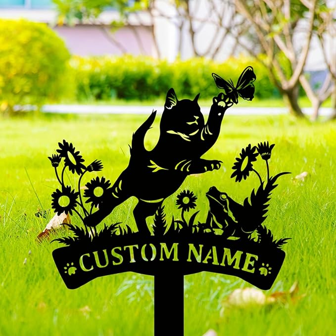 Custom Cat and Dog Garden Stake,Personalized Pet Stake Sign,Custom Cat Dog Stake Art Sign,Garden Stake Sign,8-24inches