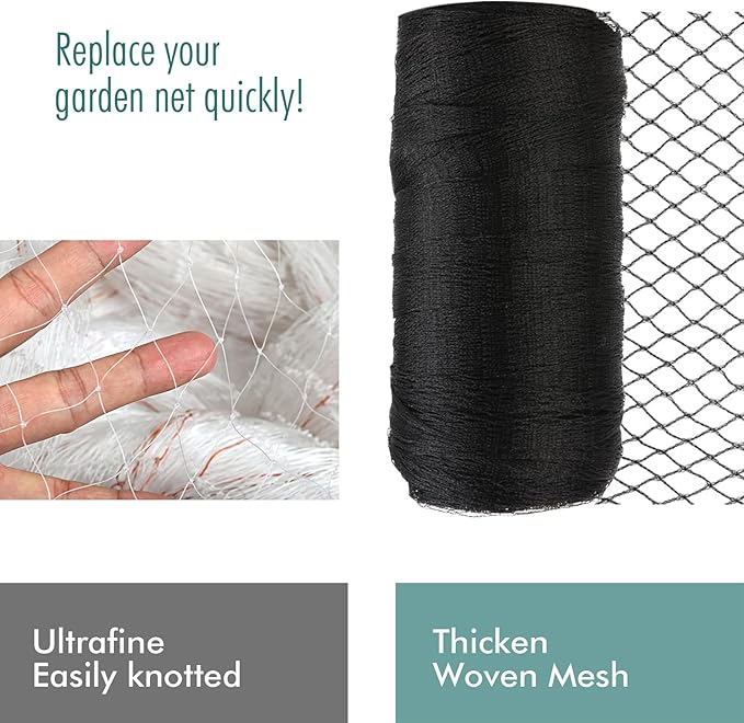 Bird Netting for Garden, Fetanten 13 x 16.5 FT Netting for Garden Protection Vegetables Fruit Trees Blueberry from Birds Deer Poultry, Heavy Duty Woven Mesh Net Animal Fencing with Ties and Staples