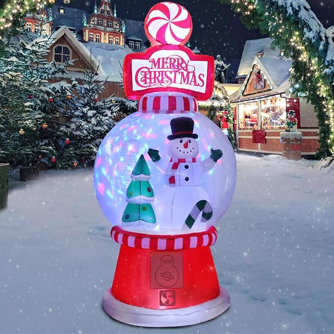 Christmas Inflatables Outdoor Decoration Giant Christmas Blow Up Yard Decorations Inflatable Globe with Snowman Santa Tree Outdoor Indoor Blow Up LED Light Yard Lawn Garden Home Party Decor