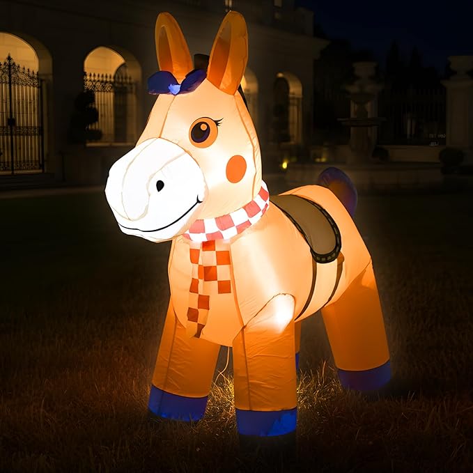 4FT Christmas Spring Farm Ranch Cute Farm Donkey Inflatable Blow up Decoration with LED Light Indoor Outdoor Yard Graden Lawn Party Holiday Decor