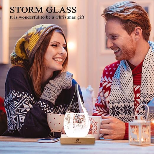 Storm Glass Weather Station, Weather Forecaster, Drop-Shaped Glass Barometer, Christmas Decorations Glasss Bottles for Home and Office,Scandinavian Style Decorative Weather Gifts
