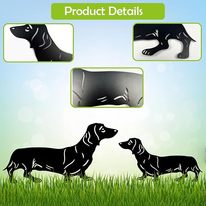 Dachshund Dog Metal Decor for Outside,Garden Stakes Decorative Dog Gifts for Women/Men,Black Silhouette Statues for Yard Ornaments,Lawn, Patio, Pathway,Outdoor Garden Decor