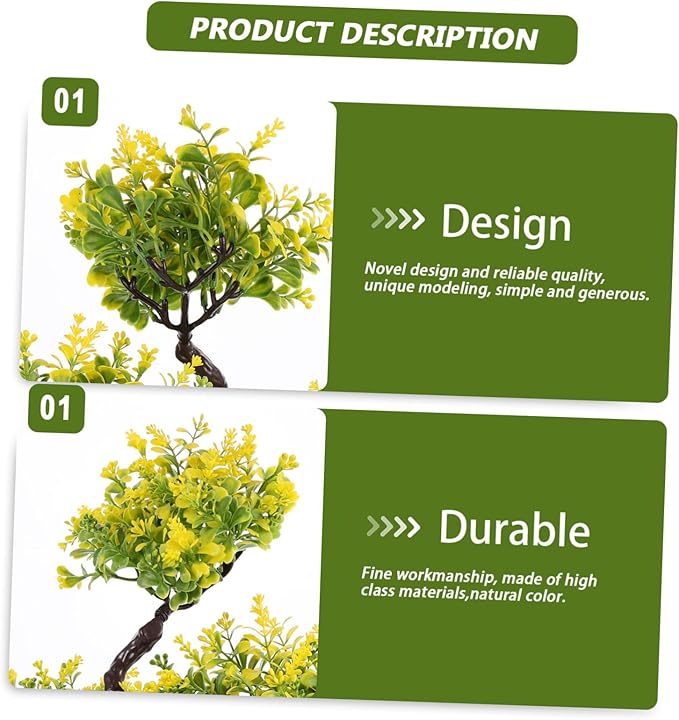 Cabilock Artificial Potted Plants Faux Bonsai Ornament for Home and Office Simulation Plants for Indoor Decoration Fake Potted for Bookshelf Desk and Living Room