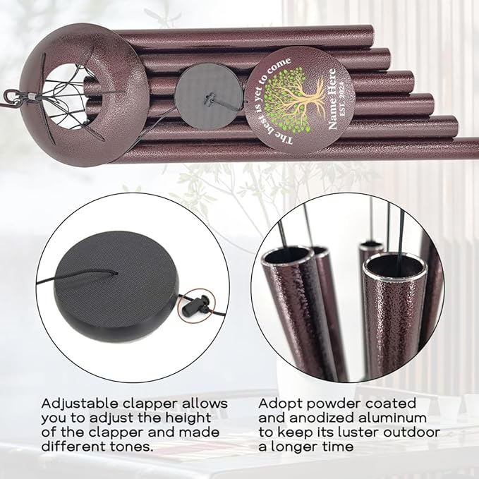Personalized Wind Chimes, 2025 Retirement Gifts, Congratulate Retirement Gifts for Mom/Dad, Green Life Tree Metal Retirement Wind Chimes for Woman/Man Outdoor 36inch (Produced in USA)