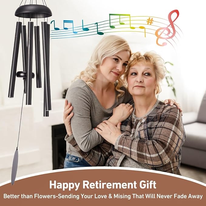 Wind Chimes for Outside - Deep Tone Soothing Melodic Tones, Outdoor Wind Chimes for Garden, Patio Decor, Memorial Sympathy Gift for Loss of Loved One （32''Black）