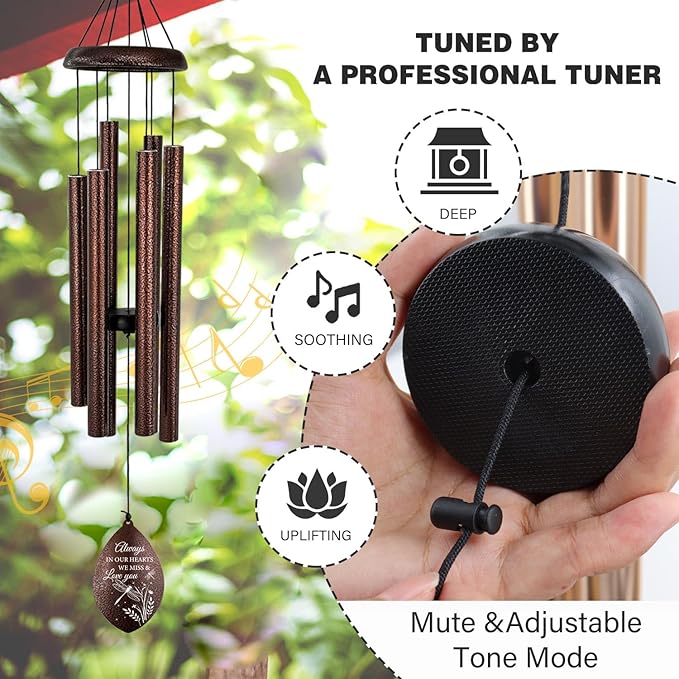 ASTARIN Personalized Sympathy Wind Chime, Deep Tone Wind Chimes for Outside, Sympathy Gifts for Loss of Mom, Bereavement Gifts for Funeral/Condolences/Memorial