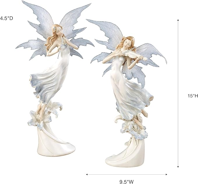 Fairy Orchestra Figurine Set Celestial Blue Set of Two