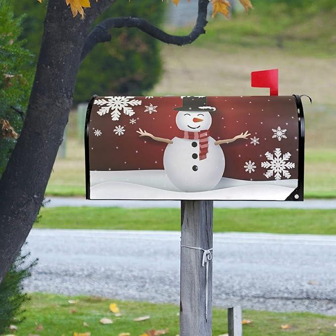 SUABO Mailbox Cover Snowman Standard Magnetic Mailbox Covers Wraps for Christmas Home Yard Garden Decor
