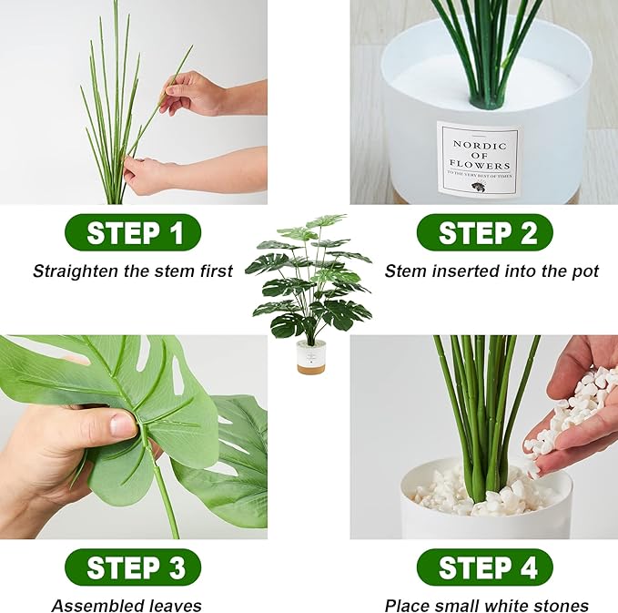 Guheake 26" Fake Plants Large, Tropical Palm Tree Artificial Monstera Faux Plant Tree with Pot for Home Office Living Room Decor Indoor