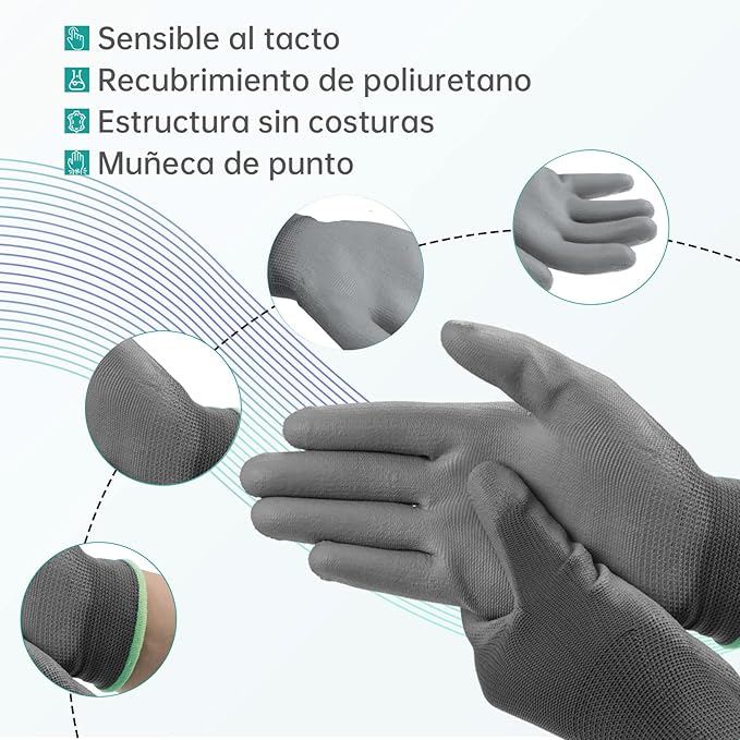 ANDANDA Multi-Package Safety Work Gloves, Seamless Knit Work Gloves with PU Coated, Ideal Work Gloves Men for General Work