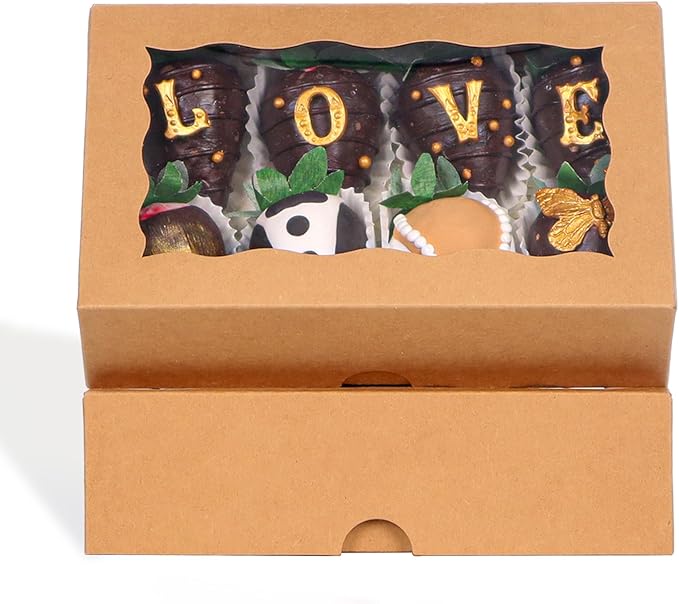 ROSPAKTEK 20pcs 7x4.3x2 Inches Brown Bakery Boxes for Cookies, Strawberries, Cakes, Truffles, Treats & More; Perfect for Occasions like Christmas, Valentine's, Easter, Mother's Day & Birthdays