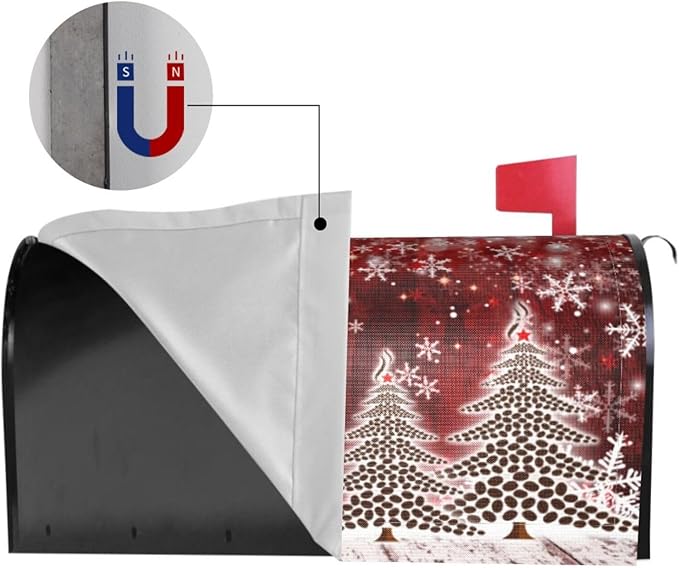 Christmas Mailbox Covers Xmas Tree Snowflake Magnetic Letter Post Box Cover Standard Size 25.5 x 21 Inch Garden Yard Home Decorative