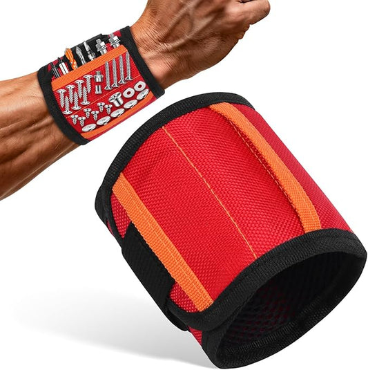 Stocking Stuffers for Men, Magnetic Wristband with 15 Powerful Magnets, Hands-Free Tool Holder for Screws, Nails, Bits, Adjustable & Breathable - Ideal Christmas Gift for Dad, Husband
