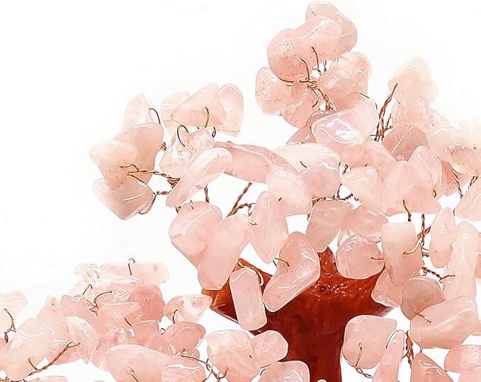 Feng Shui Quartz Crystal Money Tree Bonsai Style Decoration for Luck and Wealth (Pink)