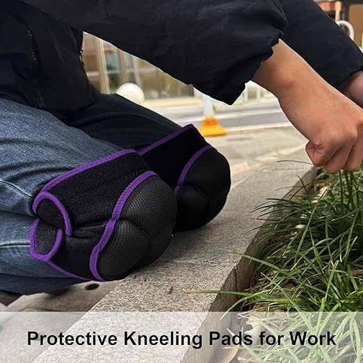 Women Knee Pads for Flooring Work, Garden Knee Pads for Construction Mechanics Men, Adjustable Lightweight Cleaning Knee Pad with Straps for Caving Crawling Kneeling Painting Adult,Purple Plus Size (1 Pair)