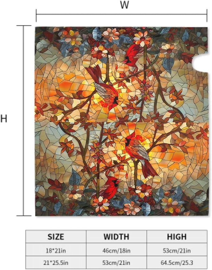 Giwawa Stained Glass Cardinal Birds Mailbox Covers Magnetic for Fall Mailbox Cover Large Autumn Mail Box Covers Oversized 25.5 x 21 Thanksgiving Decorations Outdoor Welcome Mailbox Wrap