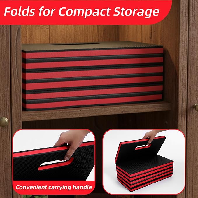 1" Foldable Thick Kneeling Pad, 5 Fold Comfortable EVA Foam Knee Pads, Waterproof Mechanic Kneeling Pad with Handle, High-Density Cushion Mat for Gardening, Workout, Exercise, Mechanic