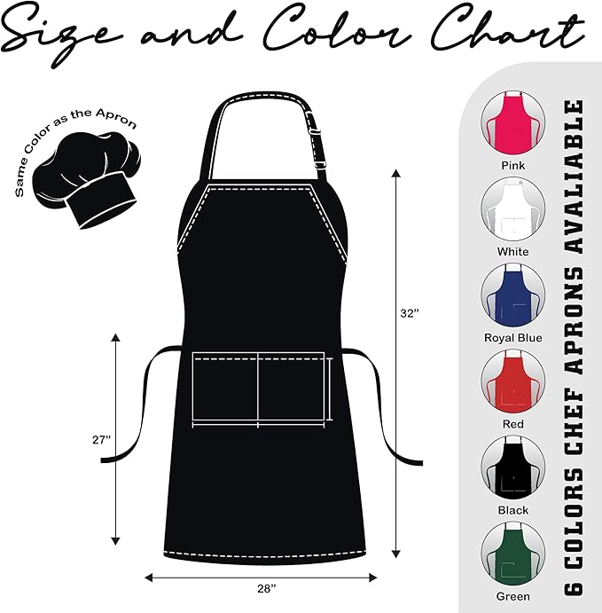 Personalized Aprons with Custom Name, Chef Apron for Cooking, Personalized Gifts Men, Apron Gifts Women with Pockets, Waterproof Chef Apron, Husband Dad Gifts for Christmas, Grill Gifts for Men