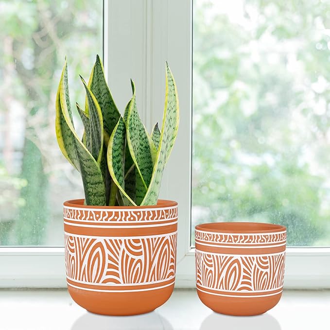 4.6 + 6 Inch Terracotta Succulent Planter Pots Terra Cotta Planter Clay Pots with Drainage Set of 2