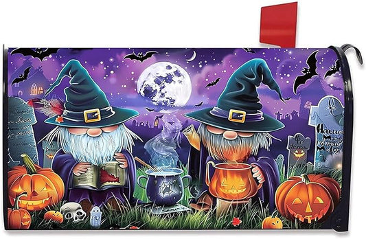 Halloween Gnomes Mailbox Cover Decorations Magnetic Mailbox Cover Standard Size 18X21 Letter Box Covers Decor for Outdoor Home Garden