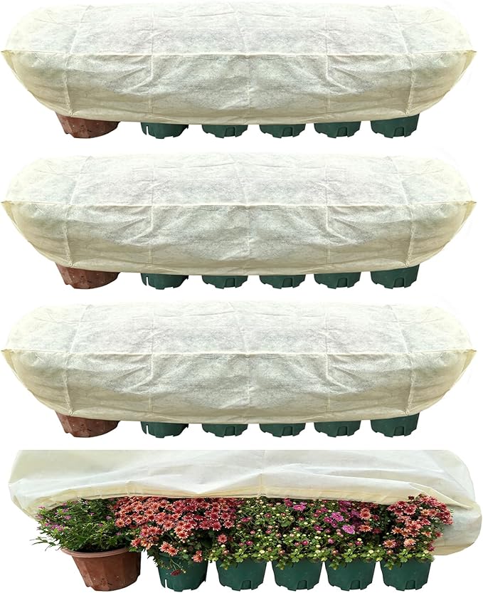 Plant Cover Freeze Protection, Winter Plant Covers, Plant Frost Cover, Tree Plant Freeze Protection Covers, Planter Plant Winter Frost Blanket with Zip Drawstring,2 Pack (39.3x17.7x15.7INCH)