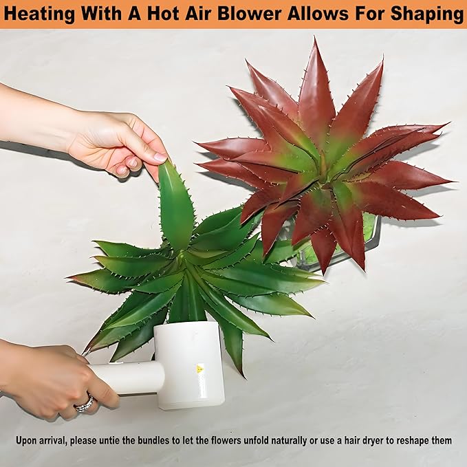 Large 12.6" Artificial Succulents Aloe Plants Real Touch Fake Flowers Unpotted, Fake Agave Perfect for Home, Wedding, Festival Arrangement (1, Green-Red)