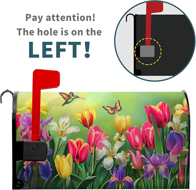 Easter Floral Mailbox Cover Magnetic, Tulip Lily Flowers Mailbox Wrap, 21"x18" Spring Summer Standard Size Waterproof Letter Post Cover for Yard Garden Outdoor Outside Decoration
