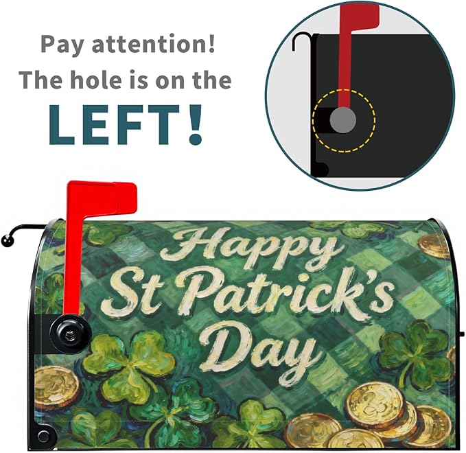 St. Patrick's Day Mailbox Covers Magnetic Standard Size Green Plaid Shamrock Coin Print Saint Patricks Holiday Outdoor Spring Decorative Letter Box Cases for Home Garden Outside Decor, 21x18 Inch