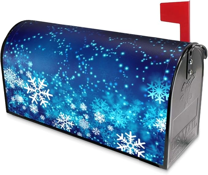 DADABULIU Mailbox Covers Christmas Snowflake Blue Xmas Winter Magnetic Letter Post Box Cover Standard Size 21 x 18 Inch Garden Yard Home Decorative