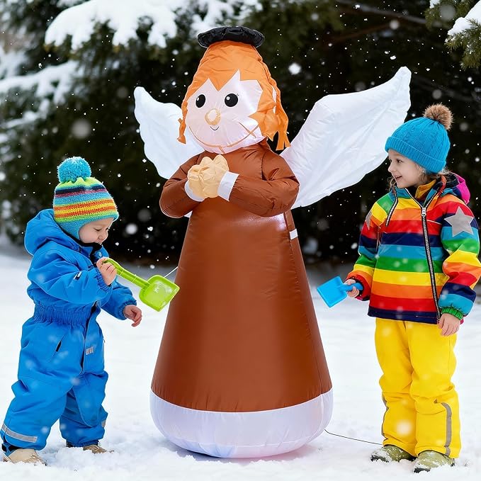 TRMESIA 4FT Inflatable Christmas Angel Indoor Outdoor Decoration with Bright LED，Holiday Yard Decor or Home School Church Garden Lawn Xmas Blow up Decor