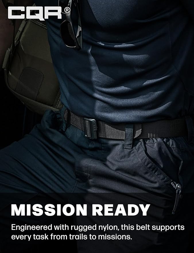 CQR Tactical Belt, Military Style Heavy Duty Belt, Webbing EDC Quick-Release Buckle