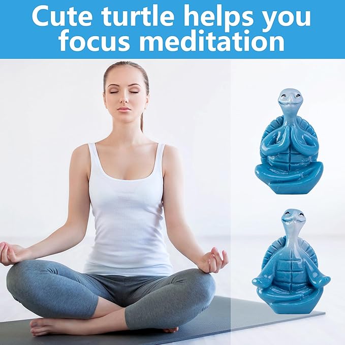 Watayo 24 Pcs Mini Sea Turtle Meditation Yoga Figurines, Miniature Zen Yoga Turtle Resin Statue, Coastal Beach Tiny Meditating Turtles Decor for Home Office Table Garden Decor Gifts DIY Crafts