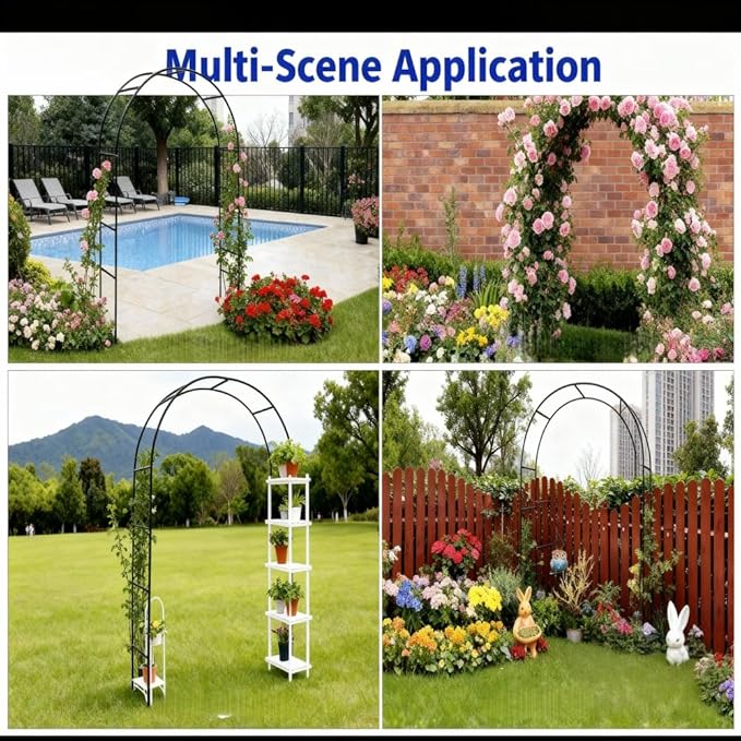 Garden Arch Trellis,Metal Pergola Arbor, Wedding Arch Flowers Frame Backdrop Stand,Garden Arch Arbor for Climbing Plant Wedding Bridal Party Decoration,Assemble Freely 2 Sizes