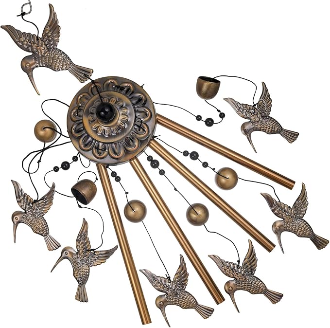 Solawindchime Outdoor Hummingbird Wind Chimes, Hummingbirds Bronze Wind Chimes, Gift Wind Chime, Hummingbird Wind Bell Gifts for Women, for Home, Garden, Indoor, Outdoor Decoration, Garden Wind Chime