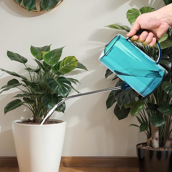 Plastic Watering Can - with Long Spout - 1/4 Gallon - 34 Oz - Sky Blue