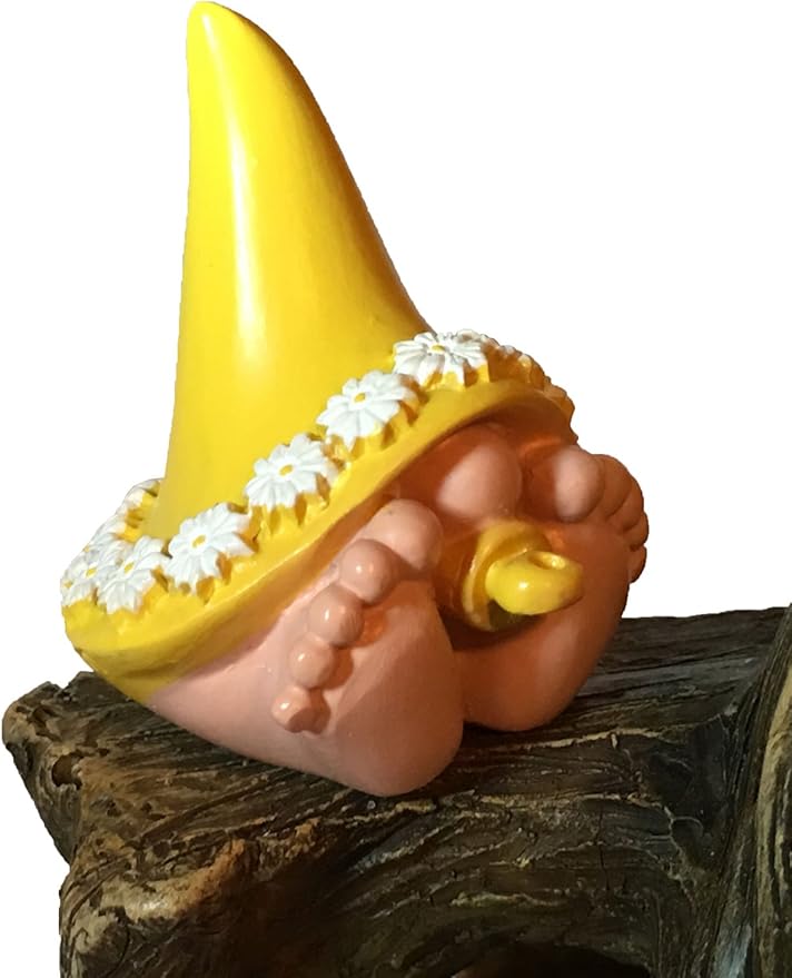 GlitZGlam Giant Baby Gnome for The Enchanted Gnome and Fairy Garden (6 Inches Tall) (Yellow)