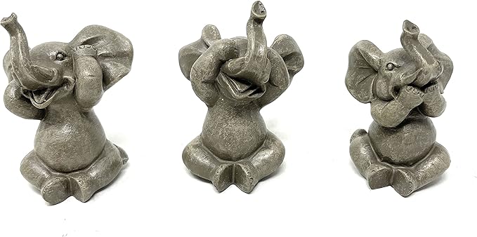 Nature's Mark Baby Elephants See No Evil, Hear No Evil Resin Statue Figurine Home Decorative Accent Decor