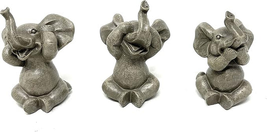 Nature's Mark Baby Elephants See No Evil, Hear No Evil Resin Statue Figurine Home Decorative Accent Decor