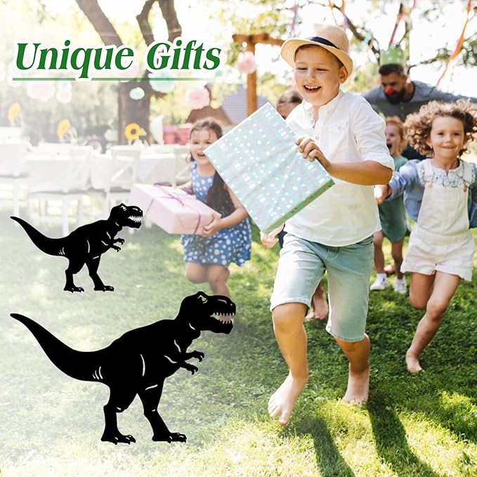 Dinosaur Metal Decorative Garden Stakes Dinosaur Gifts for Women Men Mom Birthday Gifts T. rex Silhouette Statues for Garden Decor, Yard Art, Patio, Outside, Lawn Ornaments, Outdoor Decorations