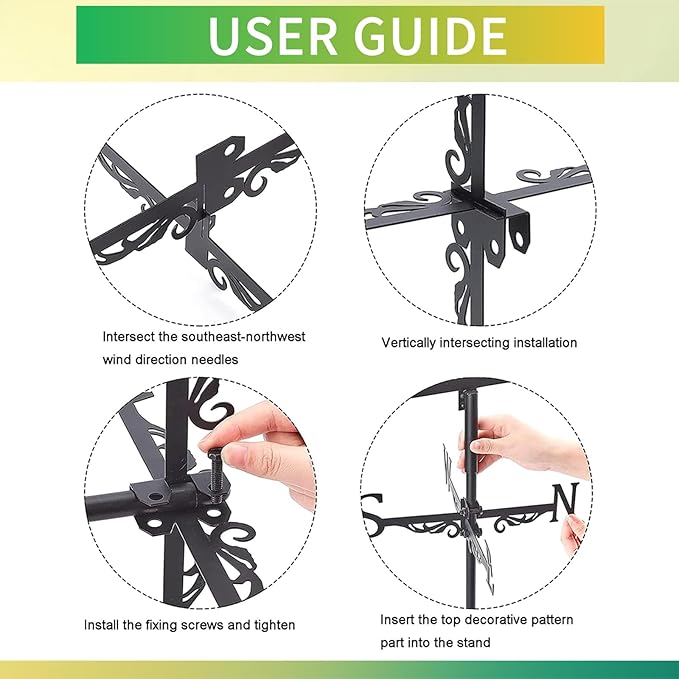 Horse Weathervane Roof 26” Height Black Metal Running Horse Windvane Durable Cool Animals Weathercock Windmill Wind Cups & Brackets for Outdoor Farmhouse Decoration Garden Yard Decors