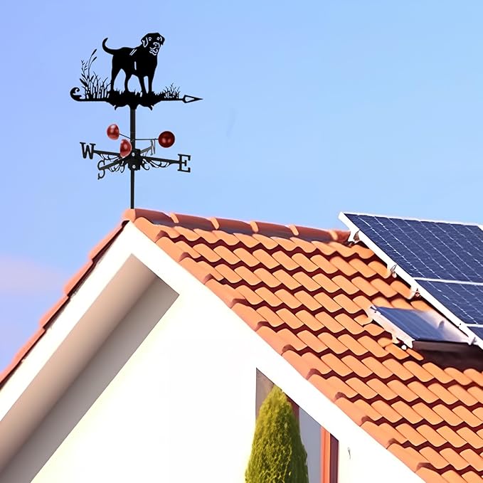 3D Dog Weathervane Metal Wind Vane Weathercock,Roof Mount Weather Vane for Garden Farmhouse Yard Chicken Coop Patio Outdoor Decoration