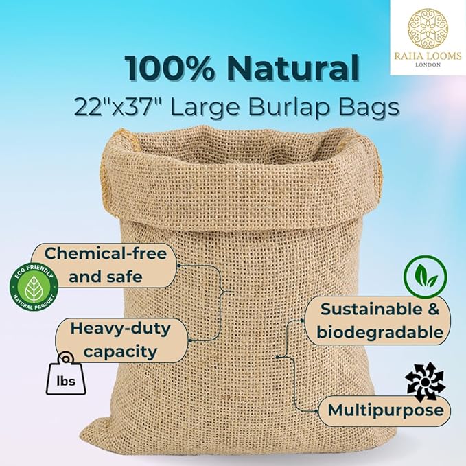 12 Potato Grow Bags : Premium Quality No Smell Extra Tough Potato Sack Race Bags Hacky Sack, Outdoor Games for Adults Burlap Outdoor Games for Kids costales para juegos de carreras