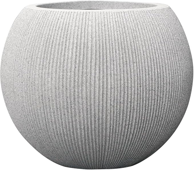 11.8 H x 14.5" Dia (8.9" Pot Opening) Plastic Beige Round Planters for Outdoor Plants, Resin Flower Pot for Indoor and Outdoor Plants, Plant Pot with Drainage Holes and Plug for Home Patio Garden