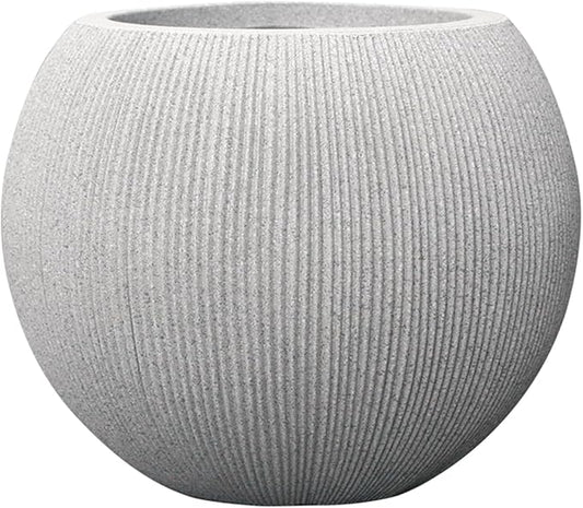 11.8 H x 14.5" Dia (8.9" Pot Opening) Plastic Beige Round Planters for Outdoor Plants, Resin Flower Pot for Indoor and Outdoor Plants, Plant Pot with Drainage Holes and Plug for Home Patio Garden