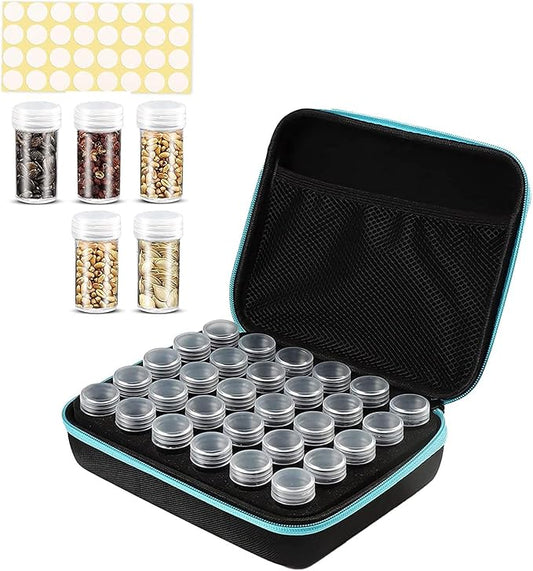 30 pcs Seed Storage Organizer, Seed Organizer Storage Box with 30 Label Sticker, Flower Plant Garden Seed Storage Containers Can Be Used for Seeds, Jewelry, Diamond Storage