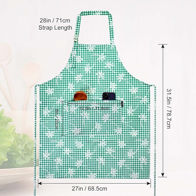 Waterproof Floral Chef Apron Women with Pockets, Cute Apron for Kitchen Cooking Home Baking, Grilling and Gardening Apron