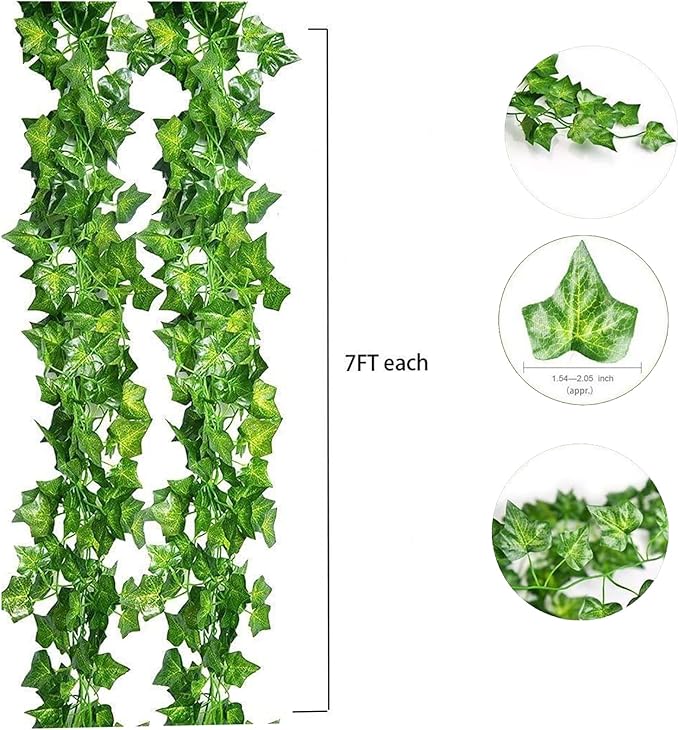 Unilove 168 feet Fake Foliage Garland Leaves Decoration Artificial Greenery Ivy Vine Plants for Home Decor Indoor Outdoors (Ivy Leaves)