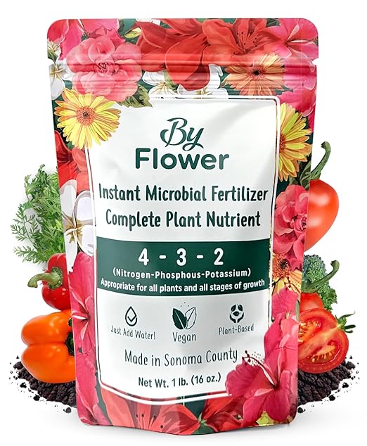 ByFlower Water-Soluble for Plant 1 lb - Organic Fertilizer Enhances Soil Quality for Thriving Plants - Vegan, Garden Fertilizer Supports Healthy Growth