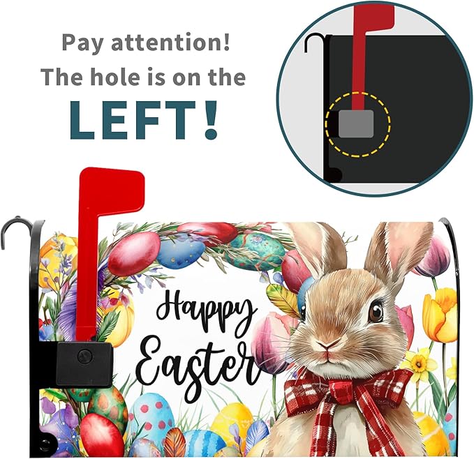 Easter Mailbox Covers Magnetic Standard Size 21 X 25.5 Inch Egg Bunny Floral Magnetic Mailbox Covers Spring Easter Mailbox Wraps Post Box Cover Decoration Outdoor Garden Home Yard Outside